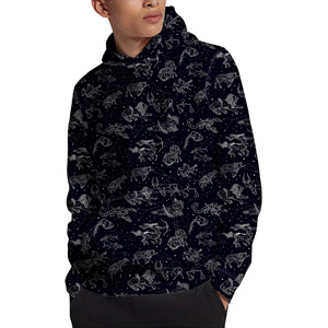 Zodiac Constellation Pattern Print Pullover Hoodie