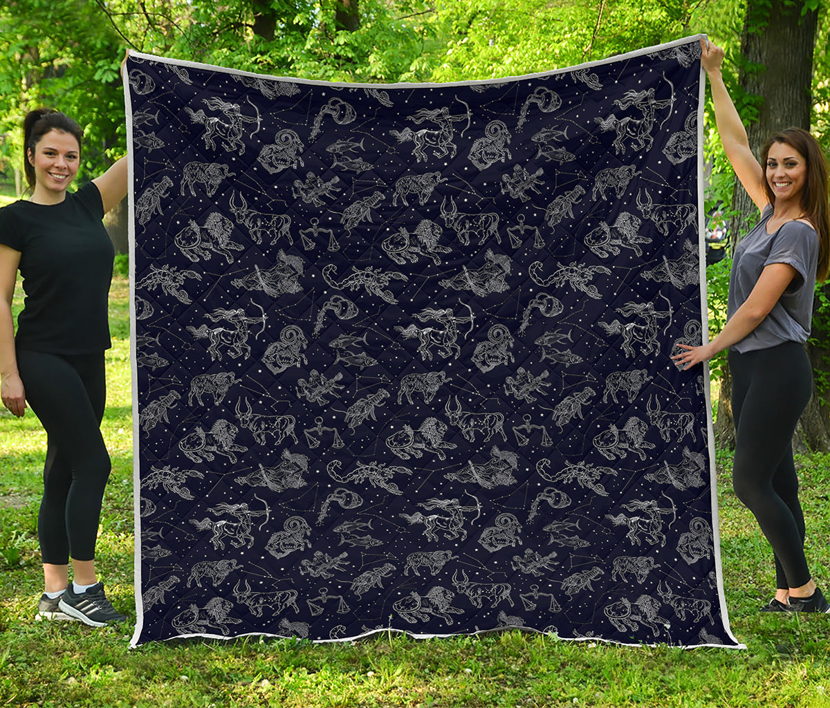 Zodiac Constellation Pattern Print Quilt
