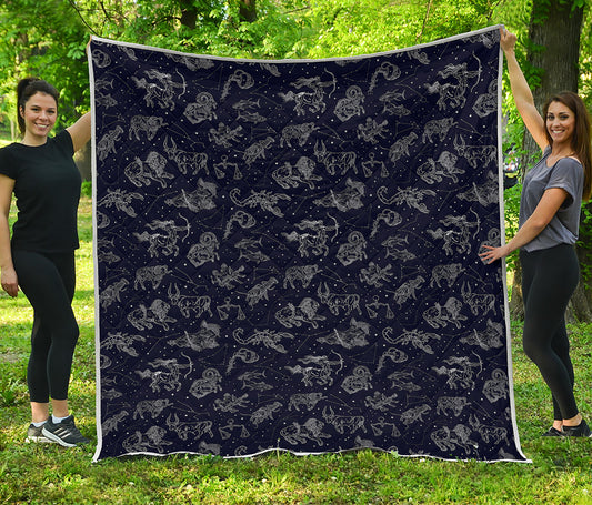 Zodiac Constellation Pattern Print Quilt