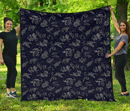 Zodiac Constellation Pattern Print Quilt