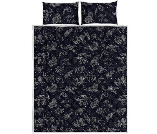 Zodiac Constellation Pattern Print Quilt Bed Set