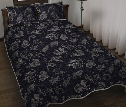 Zodiac Constellation Pattern Print Quilt Bed Set