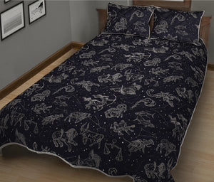 Zodiac Constellation Pattern Print Quilt Bed Set