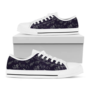 Zodiac Constellation Pattern Print White Low Top Shoes