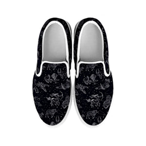 Zodiac Constellation Pattern Print White Slip On Shoes