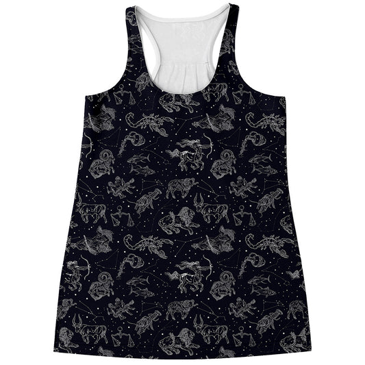 Zodiac Constellation Pattern Print Women's Racerback Tank Top