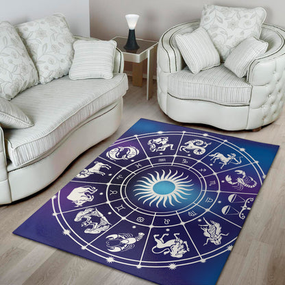 Zodiac Horoscopes Print Area Rug