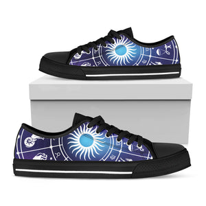 Zodiac Horoscopes Print Black Low Top Shoes 