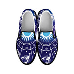 Zodiac Horoscopes Print Black Slip On Shoes