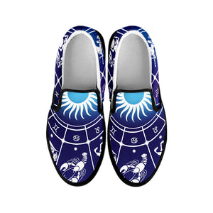 Zodiac Horoscopes Print Black Slip On Shoes