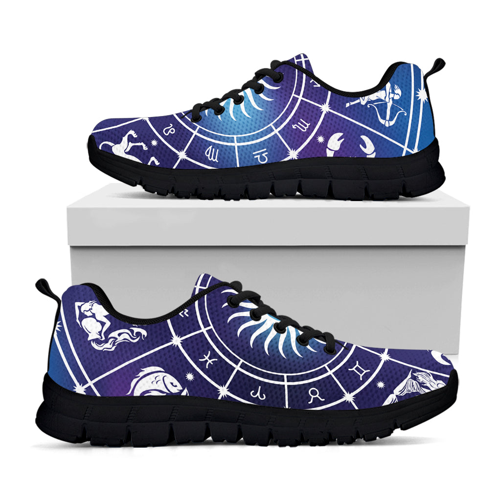 Zodiac Horoscopes Print Black Sneakers