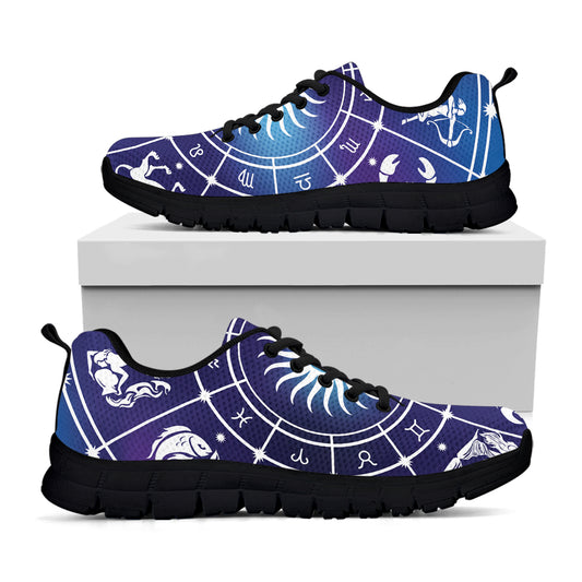 Zodiac Horoscopes Print Black Sneakers