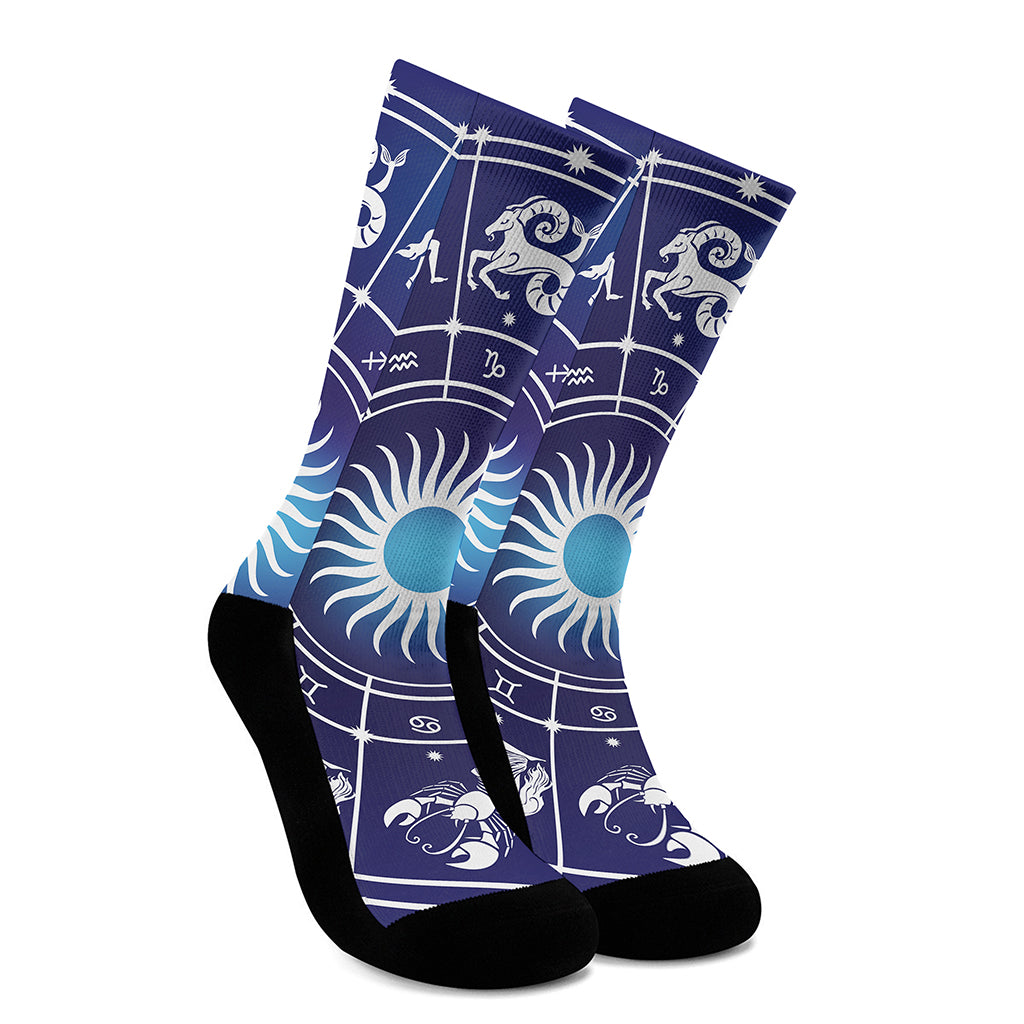 Zodiac Horoscopes Print Crew Socks