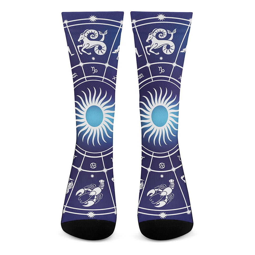 Zodiac Horoscopes Print Crew Socks