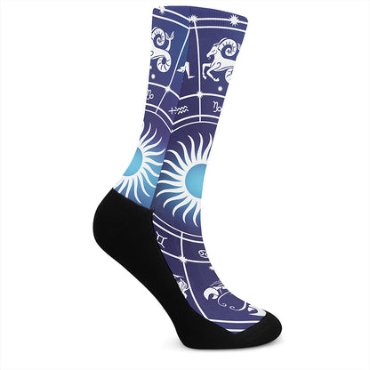 Zodiac Horoscopes Print Crew Socks
