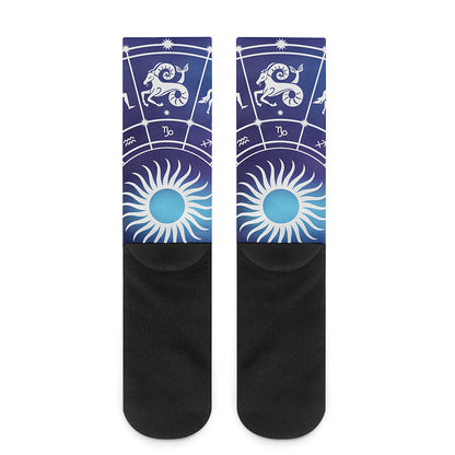 Zodiac Horoscopes Print Crew Socks