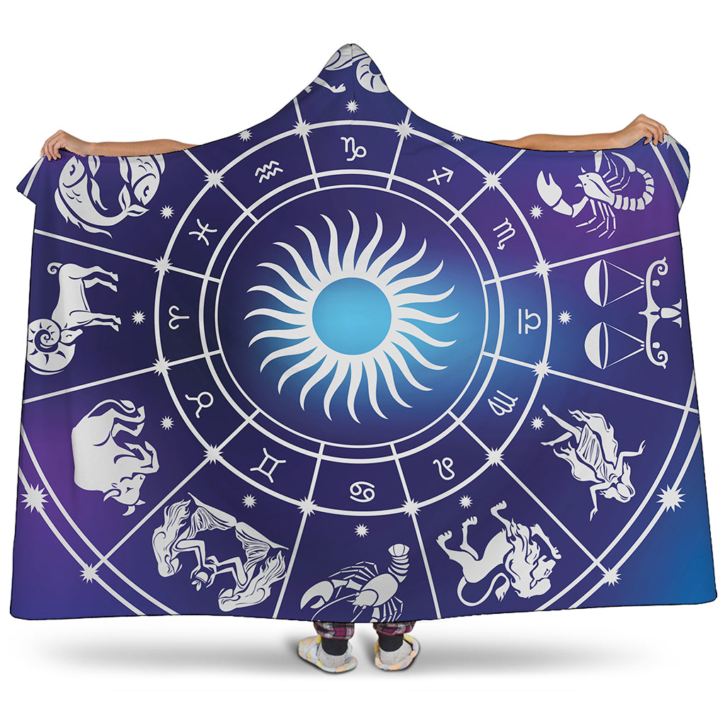 Zodiac Horoscopes Print Hooded Blanket