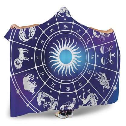 Zodiac Horoscopes Print Hooded Blanket