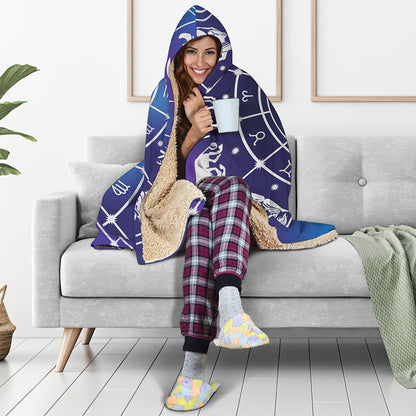Zodiac Horoscopes Print Hooded Blanket
