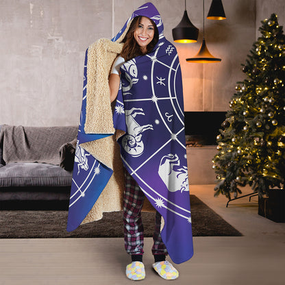 Zodiac Horoscopes Print Hooded Blanket