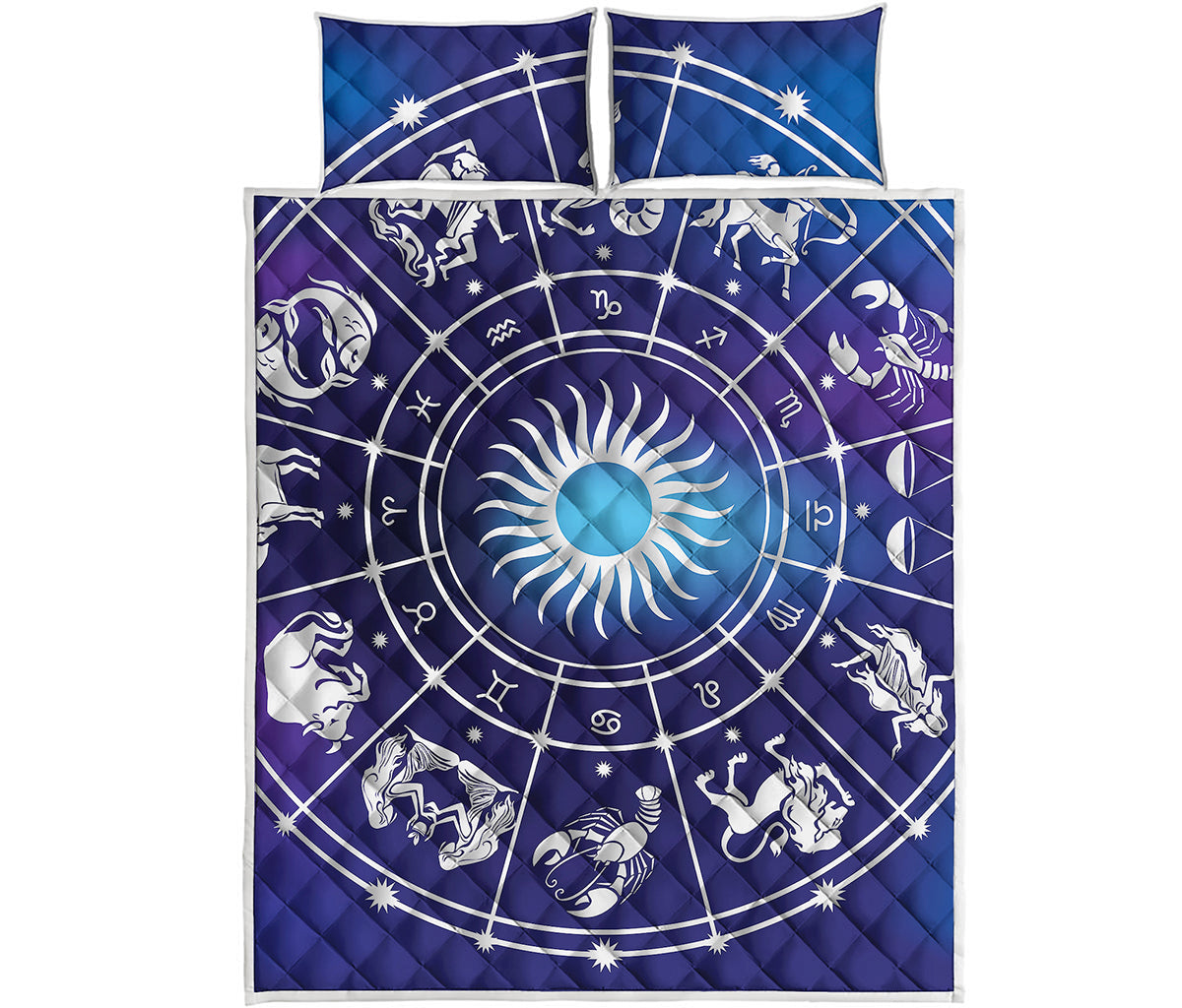 Zodiac Horoscopes Print Quilt Bed Set