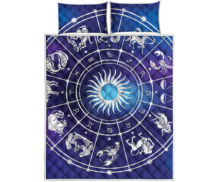 Zodiac Horoscopes Print Quilt Bed Set