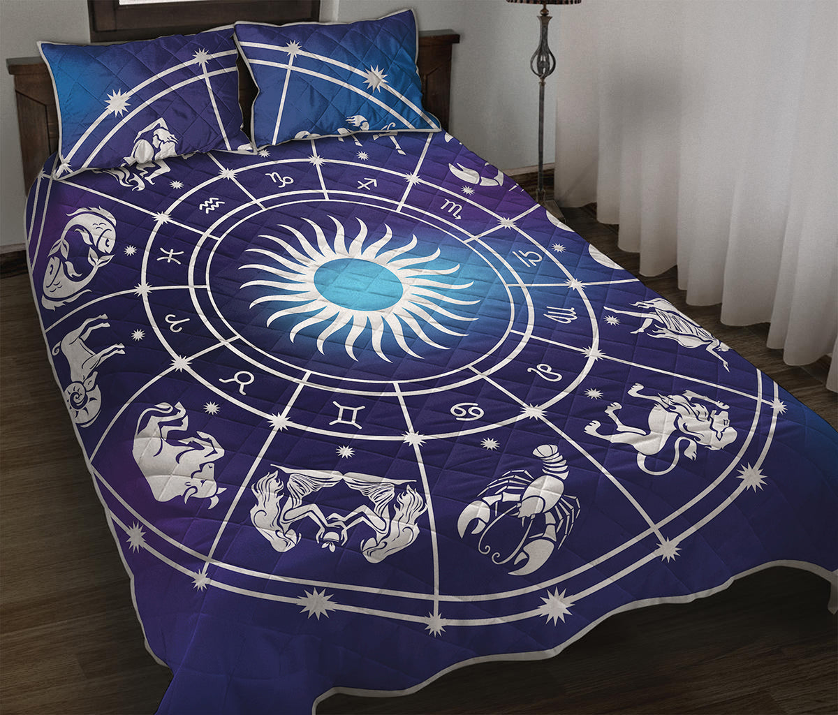 Zodiac Horoscopes Print Quilt Bed Set