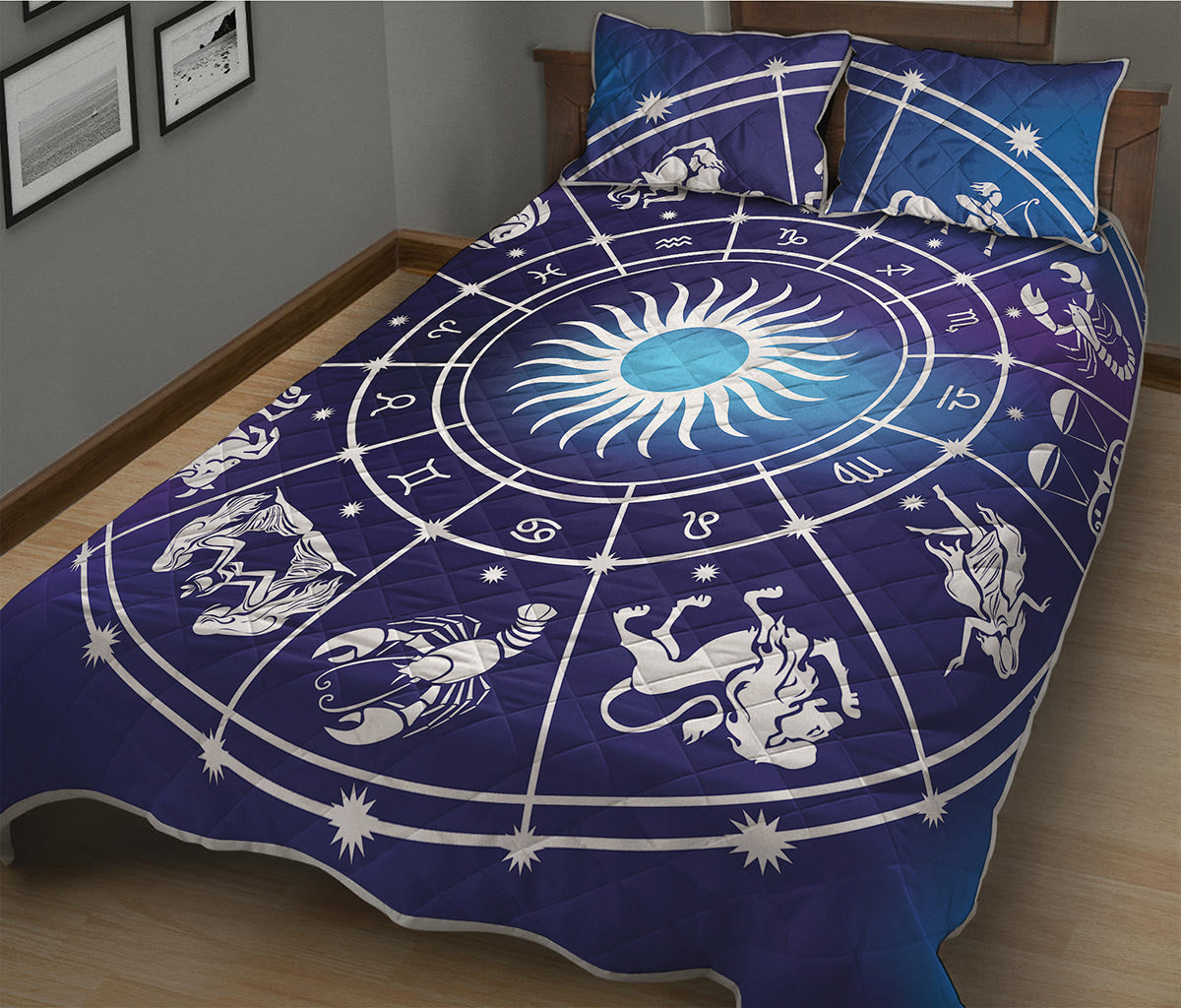 Zodiac Horoscopes Print Quilt Bed Set