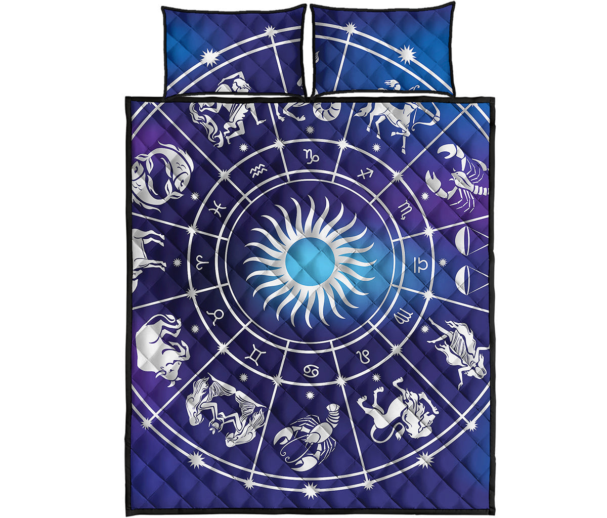Zodiac Horoscopes Print Quilt Bed Set