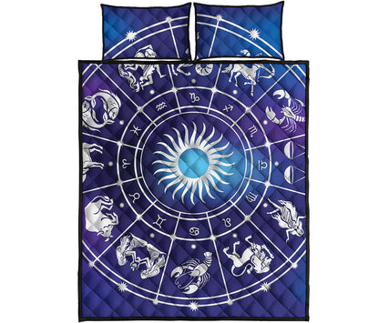 Zodiac Horoscopes Print Quilt Bed Set