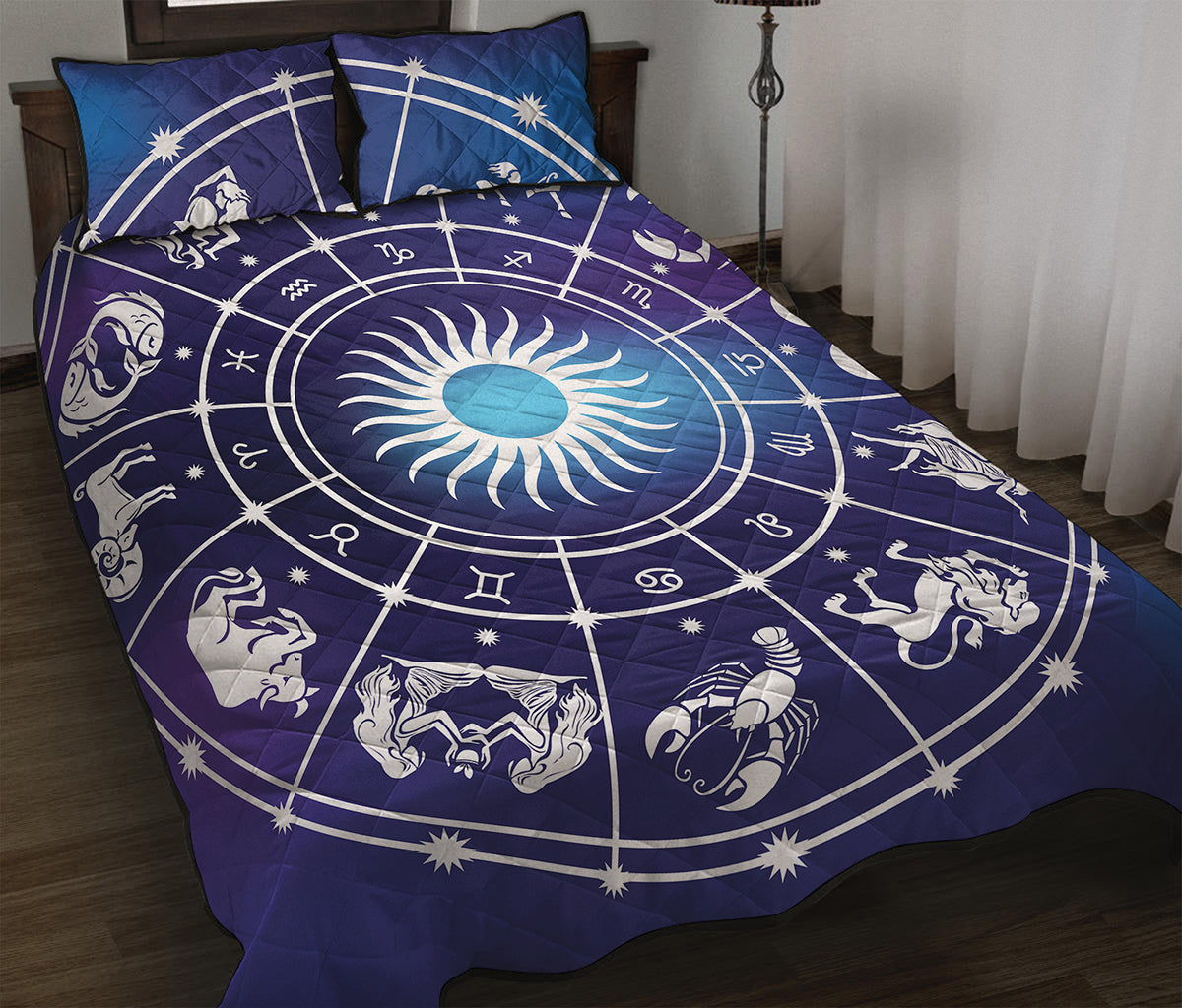 Zodiac Horoscopes Print Quilt Bed Set