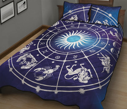 Zodiac Horoscopes Print Quilt Bed Set