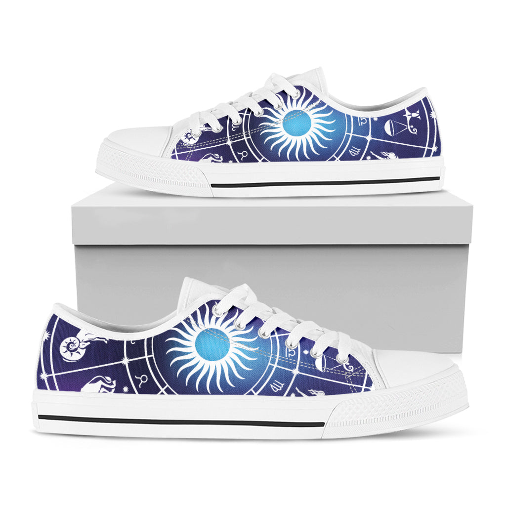 Zodiac Horoscopes Print White Low Top Shoes