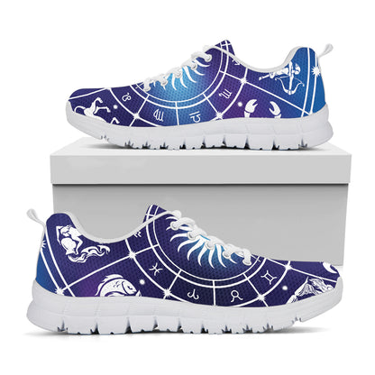 Zodiac Horoscopes Print White Sneakers