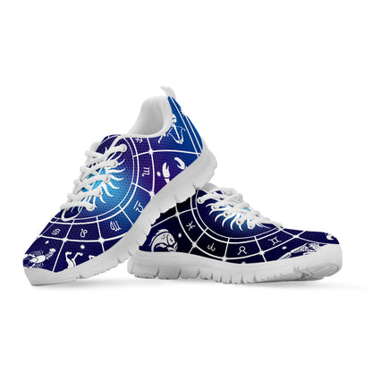 Zodiac Horoscopes Print White Sneakers