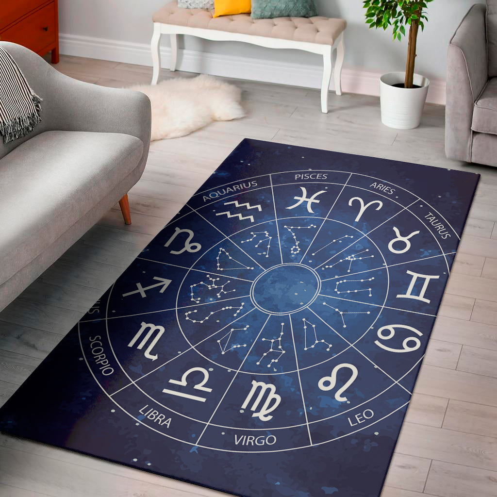 Zodiac Signs Wheel Print Area Rug
