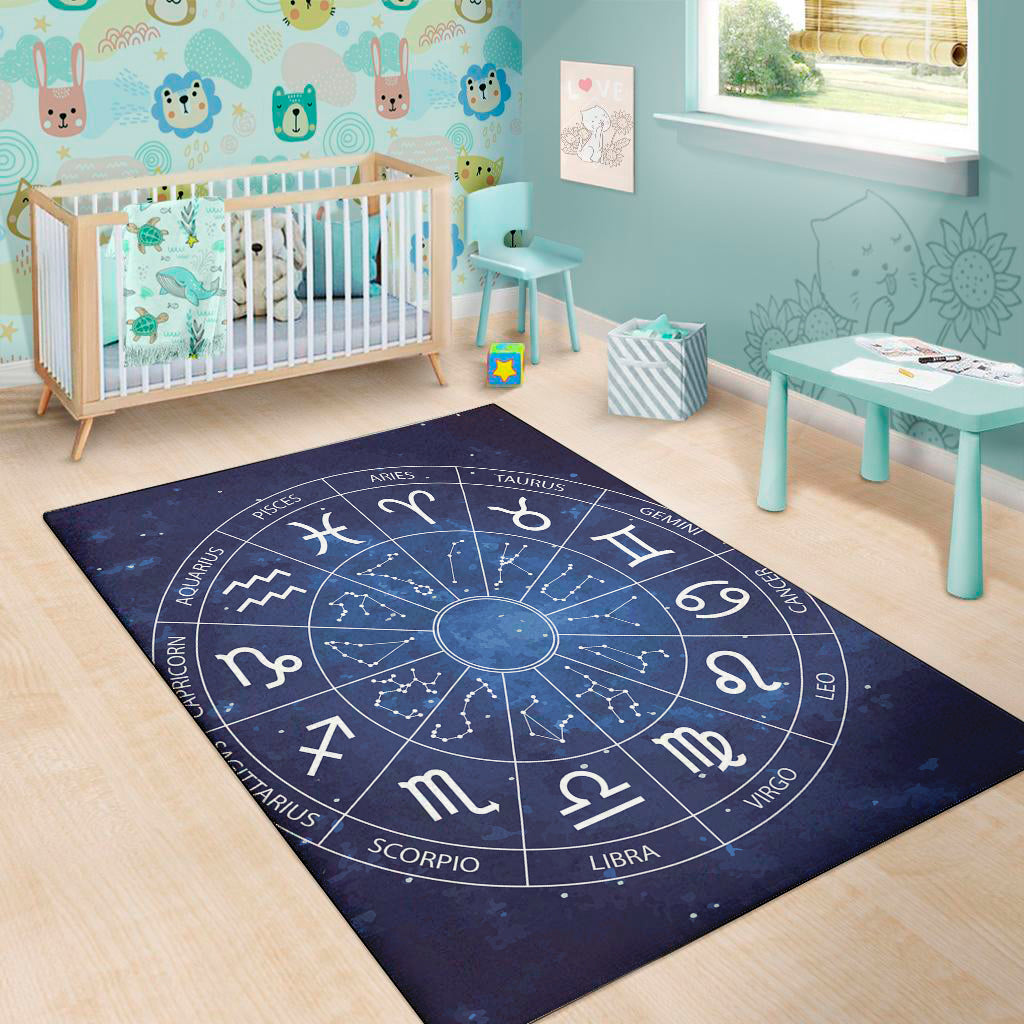 Zodiac Signs Wheel Print Area Rug
