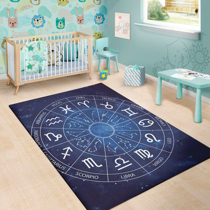 Zodiac Signs Wheel Print Area Rug