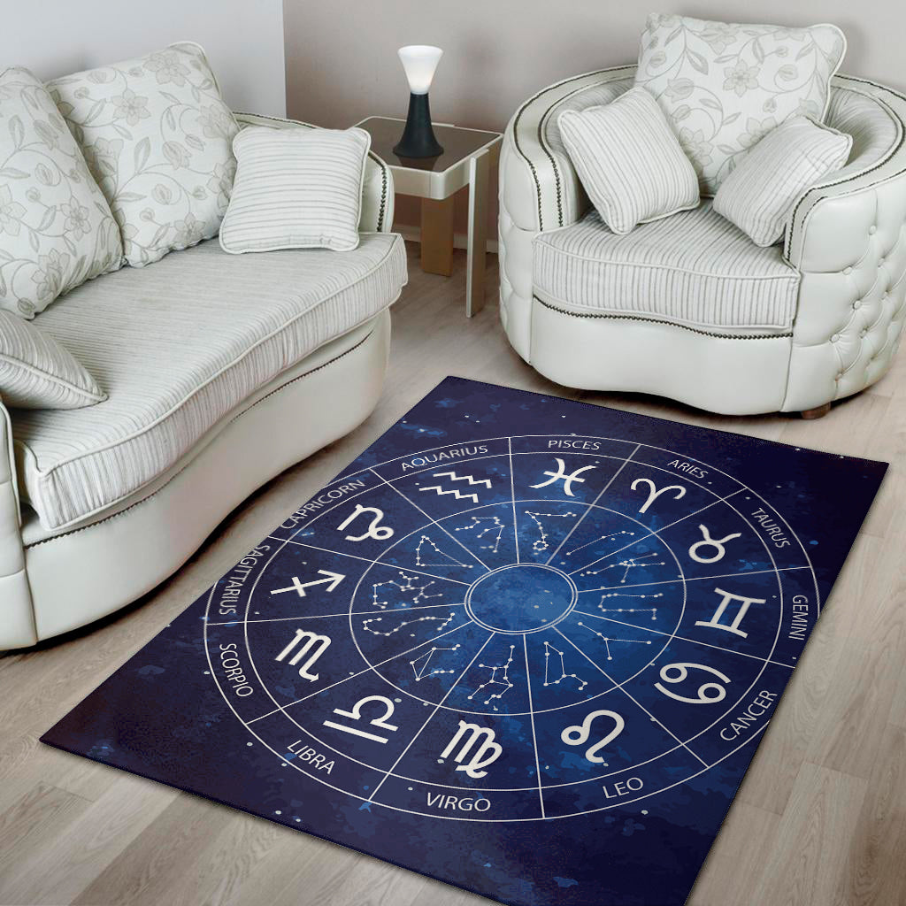 Zodiac Signs Wheel Print Area Rug