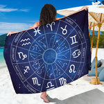 Zodiac Signs Wheel Print Beach Sarong Wrap