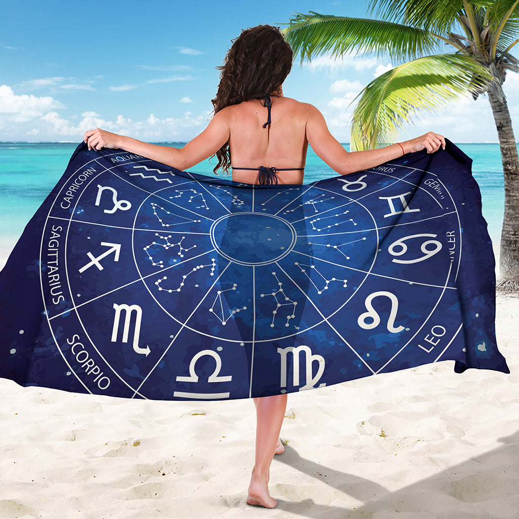 Zodiac Signs Wheel Print Beach Sarong Wrap