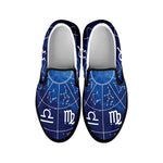 Zodiac Signs Wheel Print Black Slip On Shoes