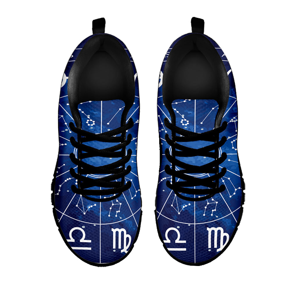 Zodiac Signs Wheel Print Black Sneakers