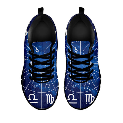 Zodiac Signs Wheel Print Black Sneakers