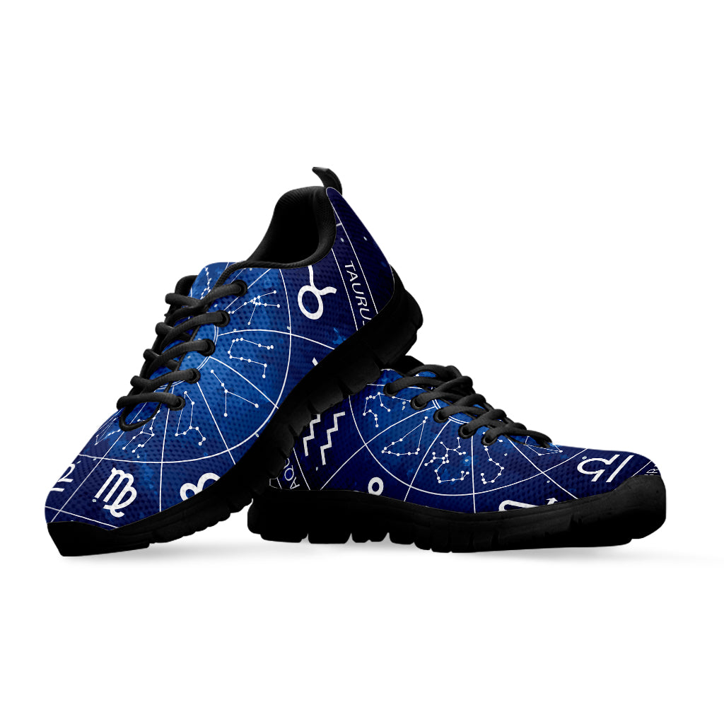 Zodiac Signs Wheel Print Black Sneakers