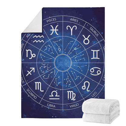 Zodiac Signs Wheel Print Blanket