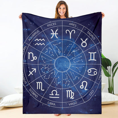 Zodiac Signs Wheel Print Blanket