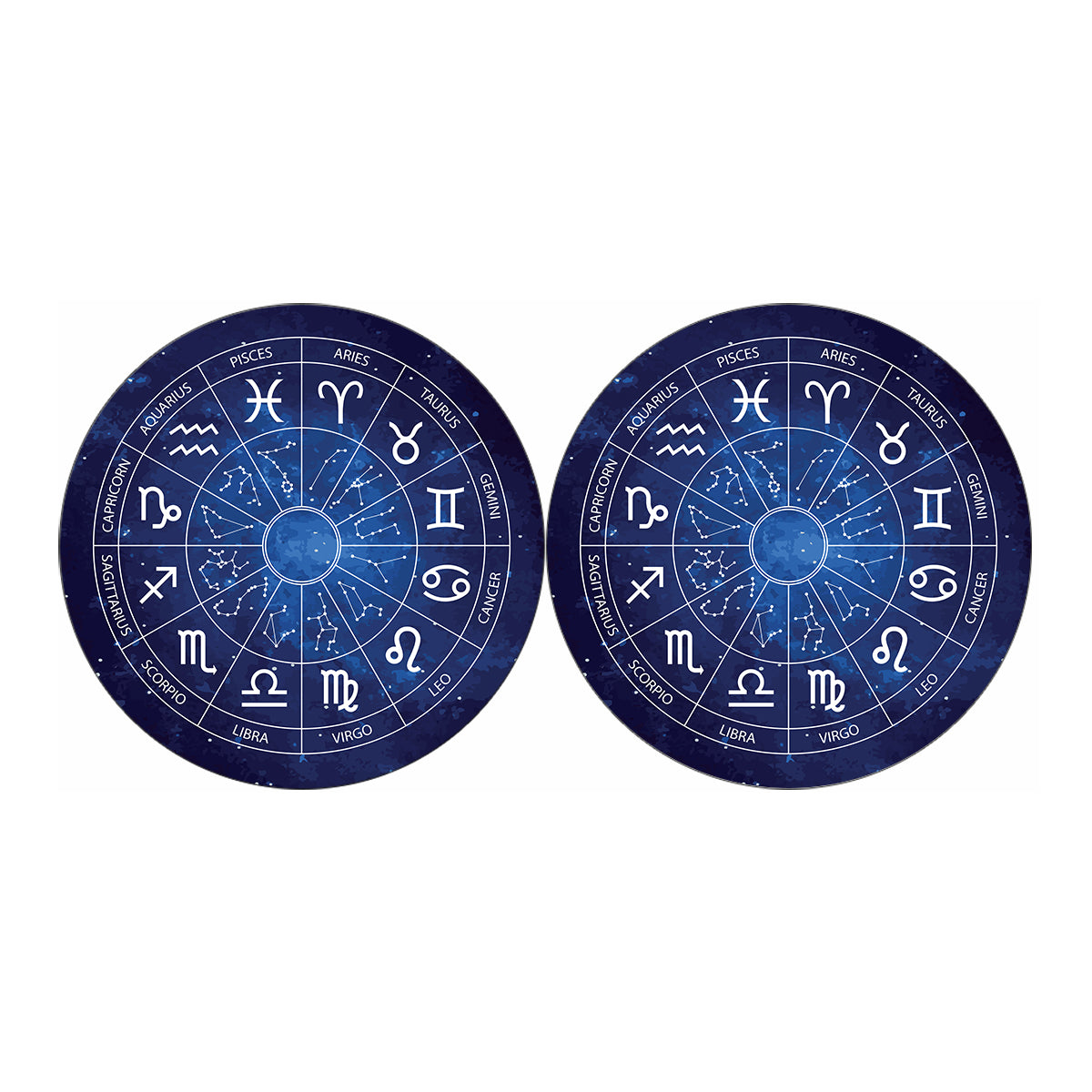 Zodiac Signs Wheel Print Car Coasters