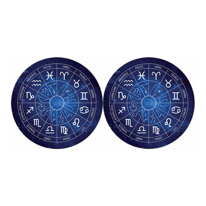 Zodiac Signs Wheel Print Car Coasters