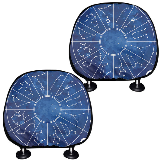 Zodiac Signs Wheel Print Car Headrest Covers